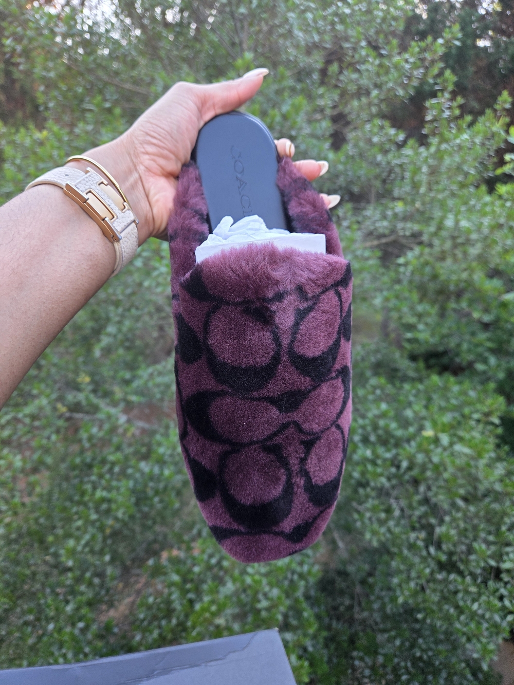 New Coach Plush Slip-Ons - Merlot - Picture 2 of 5